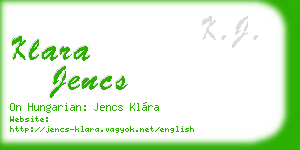 klara jencs business card